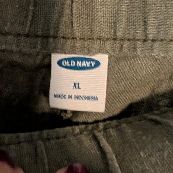 Old Navy Women Crop Wide Leg High Rise Linen Blend Pants Pockets Olive Green XL - Picture 4 of 6
